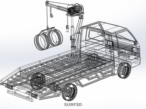 ELECTRIC LIFTING CRANE WINCH HOIST JIB DRUM BARREL PICKUP TRUCK 3Dモデル