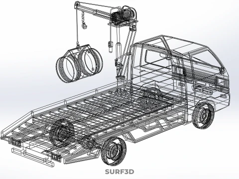 ELECTRIC LIFTING CRANE WINCH HOIST JIB DRUM BARREL PICKUP TRUCK 3D Model