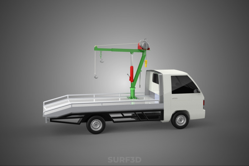 REMOTE ELECTRIC WINCH HOIST SWIVEL CRANE HOOK JIB TRUCK PICKUP Modello 3D .c4d .max .obj .3ds .fbx .stl .blend 
