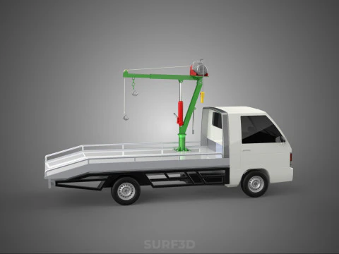 원격 전기 윈치 호이스트 회전 크레인 후크 지브 트럭 픽업 3D 모델