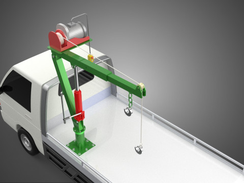 REMOTE ELECTRIC WINCH HOIST SWIVEL CRANE HOOK JIB TRUCK PICKUP Modello 3D