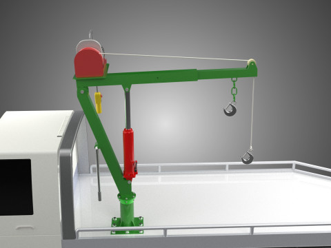 REMOTE ELECTRIC WINCH HOIST SWIVEL CRANE HOOK JIB TRUCK PICKUP Modello 3D
