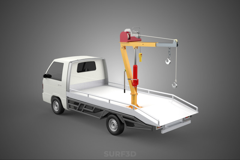 ELECTRIC WINCH HOIST LIFT BOOM HYDRAULIC CRANE JIB TRUCK PICKUP 3D Модель .c4d .max .obj .3ds .fbx .stl .blend