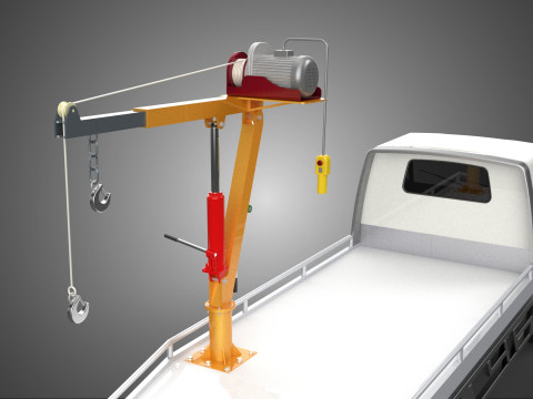 ELECTRIC WINCH HOIST LIFT BOOM HYDRAULIC CRANE JIB TRUCK PICKUP 3D Модель