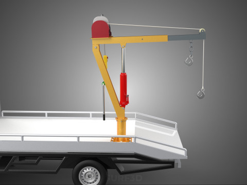 ELECTRIC WINCH HOIST LIFT BOOM HYDRAULIC CRANE JIB TRUCK PICKUP 3D Модель