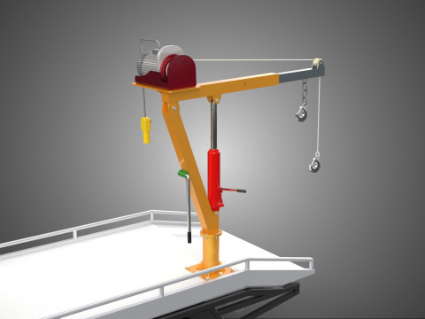 ELECTRIC WINCH HOIST LIFT BOOM HYDRAULIC CRANE JIB TRUCK PICKUP 3D Модель