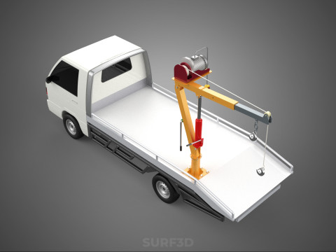 ELECTRIC WINCH HOIST LIFT BOOM HYDRAULIC CRANE JIB TRUCK PICKUP 3D Модель