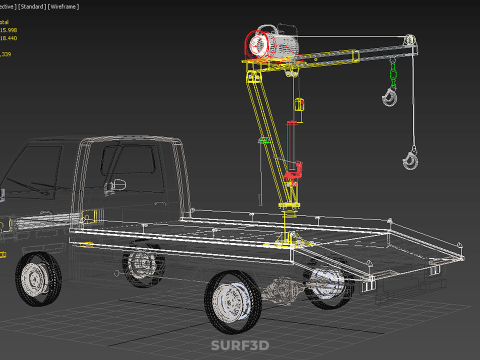 ELECTRIC WINCH HOIST LIFT BOOM HYDRAULIC CRANE JIB TRUCK PICKUP 3D Модель
