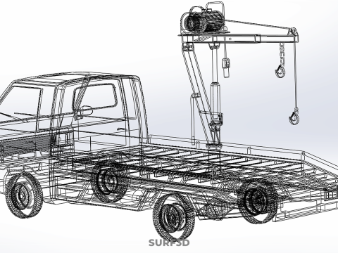 ELECTRIC WINCH HOIST LIFT BOOM HYDRAULIC CRANE JIB TRUCK PICKUP 3D Модель