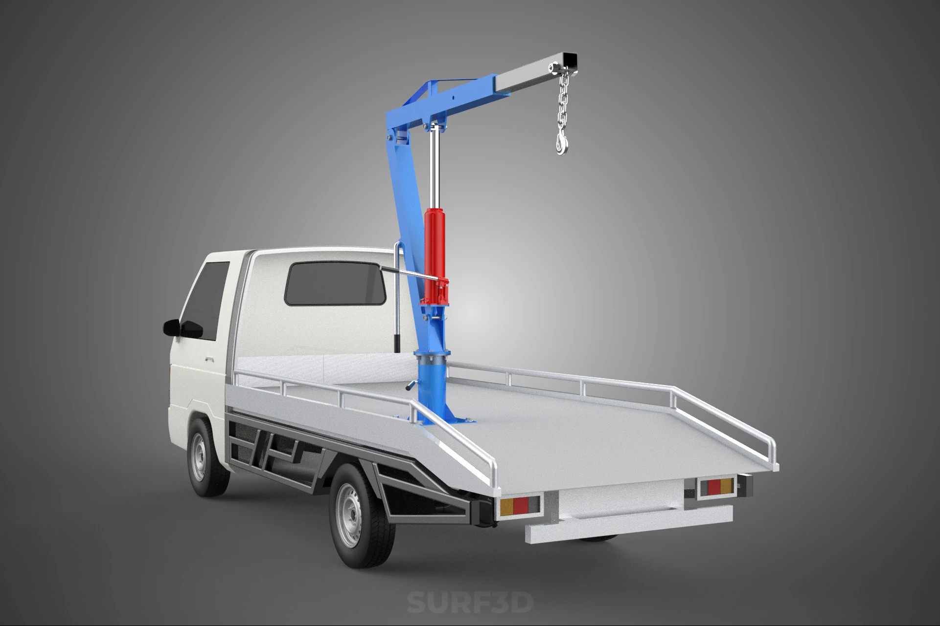 PICKUP TRUCK SWIVEL LIFTING CRANE WINCH HOIST HOOK JIB SLEWING 3D Model .c4d .max .obj .3ds .fbx .stl .blend 