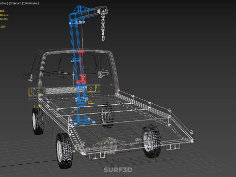 PICKUP TRUCK SWIVEL LIFTING CRANE WINCH HOIST HOOK JIB SLEWING 3Dモデル