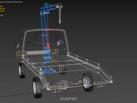 PICKUP TRUCK SWIVEL LIFTING CRANE WINCH HOIST HOOK JIB SLEWING 3D Model