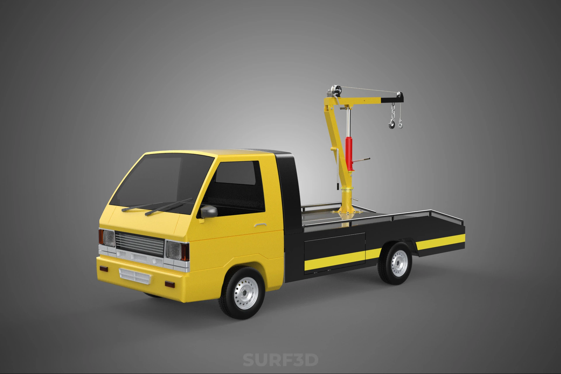 HYDRAULIC JACK CRANE LIFTING MANUAL WINCH HOIST TOW TRUCK PICKUP 3D Model .c4d .max .obj .3ds .fbx .stl .blend 