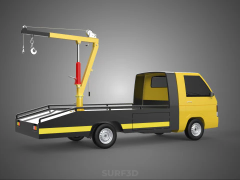 HYDRAULIC JACK CRANE LIFTING MANUAL WINCH HOIST TOW TRUCK PICKUP 3D Model