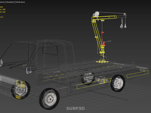 HYDRAULIC JACK CRANE LIFTING MANUAL WINCH HOIST TOW TRUCK PICKUP 3D Модель