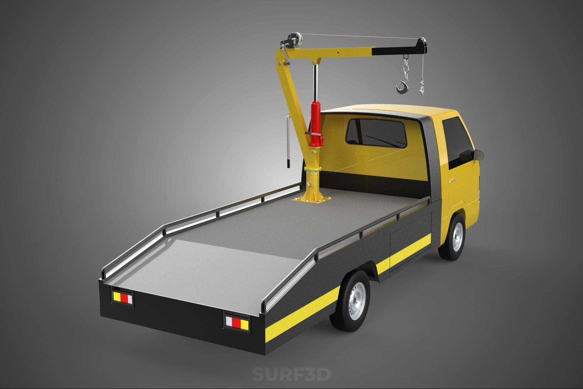 ROADSIDE SERVICE TOW TRUCK OVERHEAD REAR RECOVERY LIFTING CRANE 3D Model .c4d .max .obj .3ds .fbx .stl .blend 