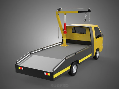 ABschleppwagen am Stra&szlig;enrand, obenliegender R&uuml;ckgewinnungs-Hebekran 3D Modell