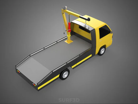 ROADSIDE SERVICE TOW TRUCK OVERHEAD REAR RECOVERY LIFTING CRANE 3D Model