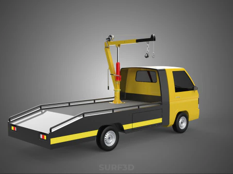 ROADSIDE SERVICE TOW TRUCK OVERHEAD REAR RECOVERY LIFTING CRANE 3D Model