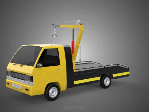 ROADSIDE SERVICE TOW TRUCK OVERHEAD REAR RECOVERY LIFTING CRANE 3D Model