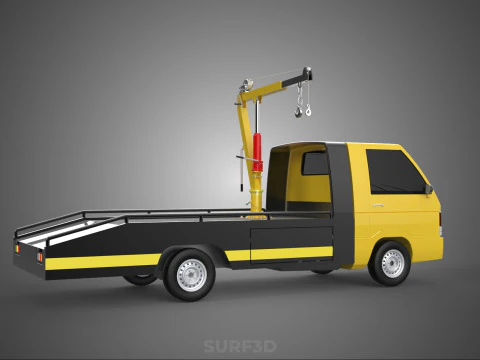 ROADSIDE SERVICE TOW TRUCK OVERHEAD REAR RECOVERY LIFTING CRANE 3D Model