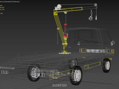 ROADSIDE SERVICE TOW TRUCK OVERHEAD REAR RECOVERY LIFTING CRANE 3D Model