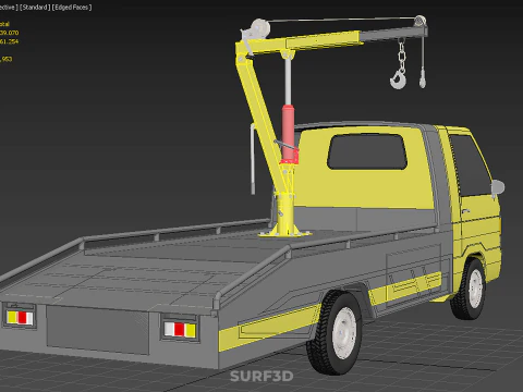 ROADSIDE SERVICE TOW TRUCK OVERHEAD REAR RECOVERY LIFTING CRANE 3D Model