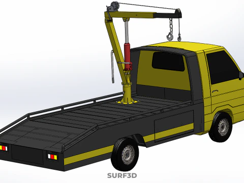 ROADSIDE SERVICE TOW TRUCK OVERHEAD REAR RECOVERY LIFTING CRANE 3D Model