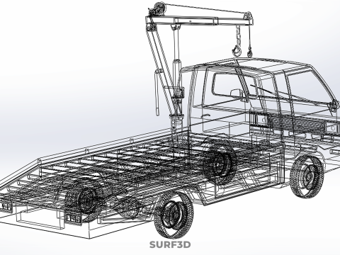ROADSIDE SERVICE TOW TRUCK OVERHEAD REAR RECOVERY LIFTING CRANE 3D Model