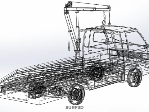 ROADSIDE SERVICE TOW TRUCK OVERHEAD REAR RECOVERY LIFTING CRANE 3D Model
