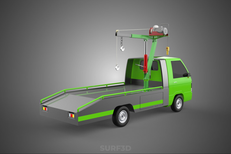 ELECTRIC WINCH HOIST REMOTE SWIVEL CRANE HOOK JIB TRUCK PICKUP 3D Model .c4d .max .obj .3ds .fbx .stl .blend 