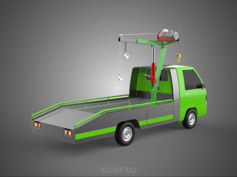 ELECTRIC WINCH HOIST REMOTE SWIVEL CRANE HOOK JIB TRUCK PICKUP 3D 模型