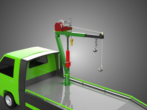 ELECTRIC WINCH HOIST REMOTE SWIVEL CRANE HOOK JIB TRUCK PICKUP 3D Model