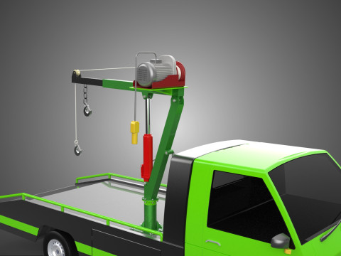 ELECTRIC WINCH HOIST REMOTE SWIVEL CRANE HOOK JIB TRUCK PICKUP 3D Model