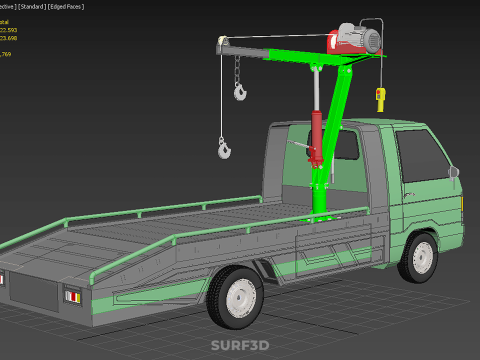 ELECTRIC WINCH HOIST REMOTE SWIVEL CRANE HOOK JIB TRUCK PICKUP 3D Model