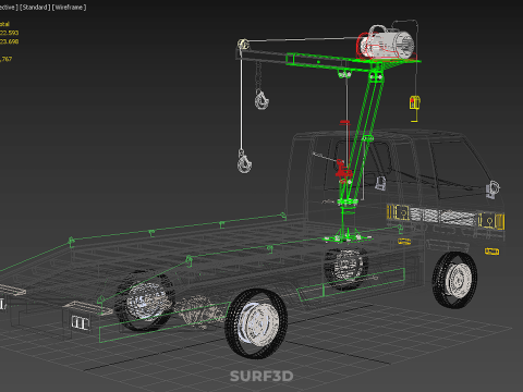 ELECTRIC WINCH HOIST REMOTE SWIVEL CRANE HOOK JIB TRUCK PICKUP 3D Model