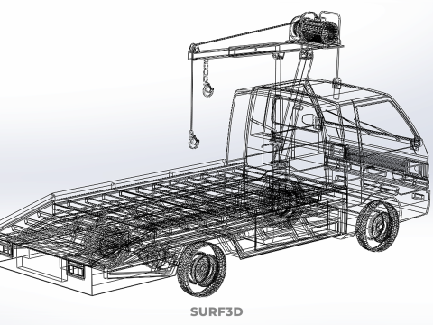 ELECTRIC WINCH HOIST REMOTE SWIVEL CRANE HOOK JIB TRUCK PICKUP 3D Model