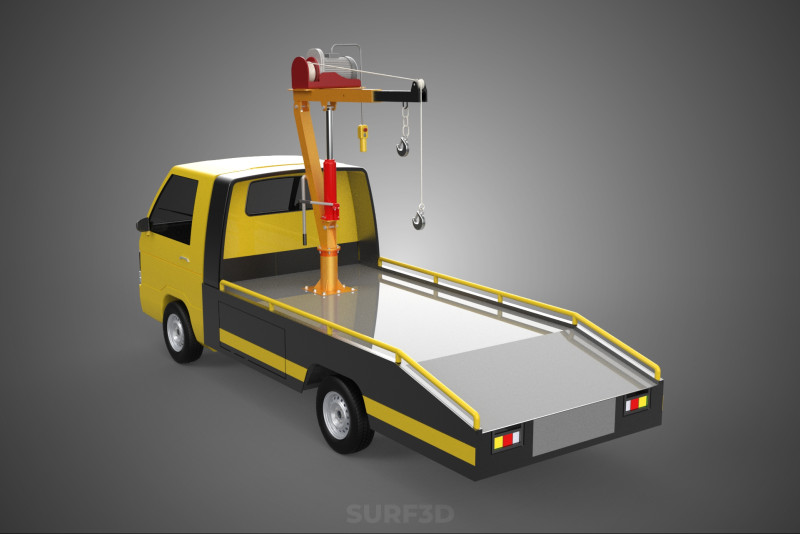 ELECTRIC WINCH HOIST HYDRAULIC CRANE TRUCK PICKUP CAR VEHICLE UP 3D Model .c4d .max .obj .3ds .fbx .stl .blend