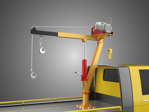 Elektrische Seilwinde, hydraulischer Kran, LKW, Pickup, Fahrzeug 3D Modell