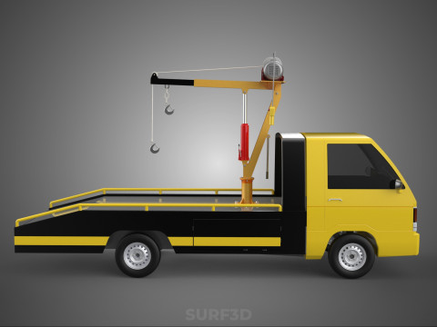 Elektrische Seilwinde, hydraulischer Kran, LKW, Pickup, Fahrzeug 3D Modell