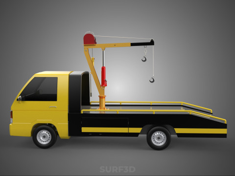 Elektrische Seilwinde, hydraulischer Kran, LKW, Pickup, Fahrzeug 3D Modell