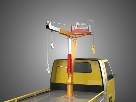 Elektrische Seilwinde, hydraulischer Kran, LKW, Pickup, Fahrzeug 3D Modell