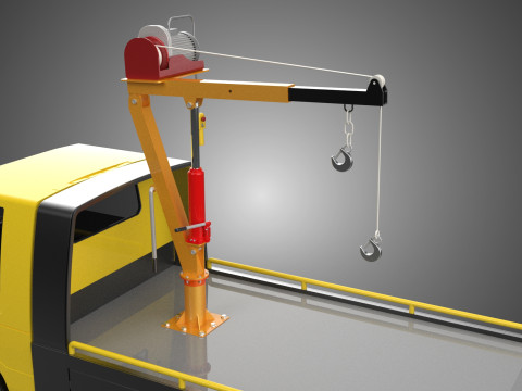 Elektrische Seilwinde, hydraulischer Kran, LKW, Pickup, Fahrzeug 3D Modell