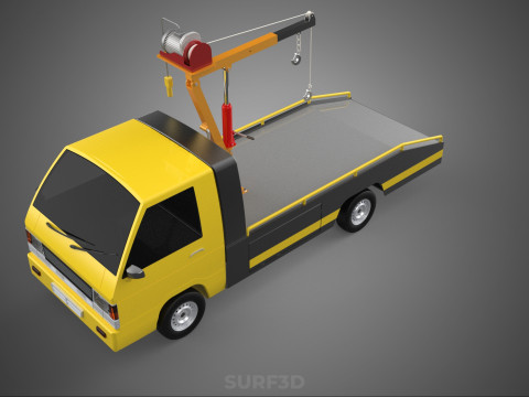 Elektrische Seilwinde, hydraulischer Kran, LKW, Pickup, Fahrzeug 3D Modell