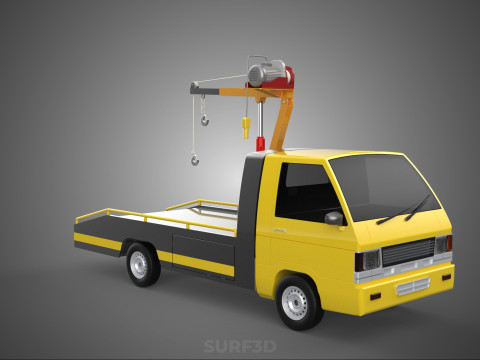 Elektrische Seilwinde, hydraulischer Kran, LKW, Pickup, Fahrzeug 3D Modell