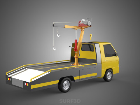 Elektrische Seilwinde, hydraulischer Kran, LKW, Pickup, Fahrzeug 3D Modell