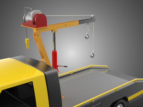 Elektrische Seilwinde, hydraulischer Kran, LKW, Pickup, Fahrzeug 3D Modell