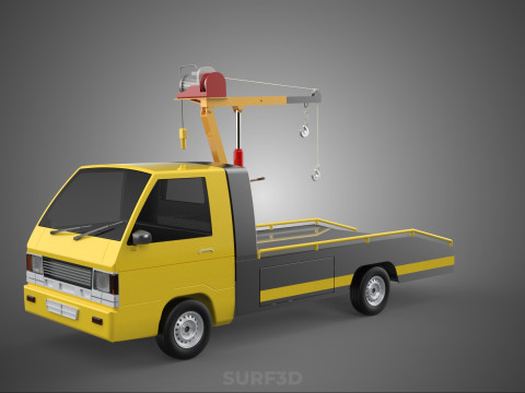 Elektrische Seilwinde, hydraulischer Kran, LKW, Pickup, Fahrzeug 3D Modell