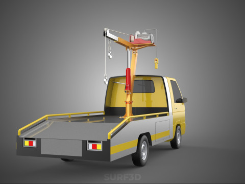 Elektrische Seilwinde, hydraulischer Kran, LKW, Pickup, Fahrzeug 3D Modell