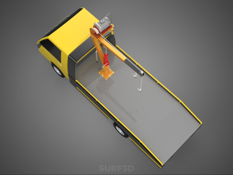 Elektrische Seilwinde, hydraulischer Kran, LKW, Pickup, Fahrzeug 3D Modell